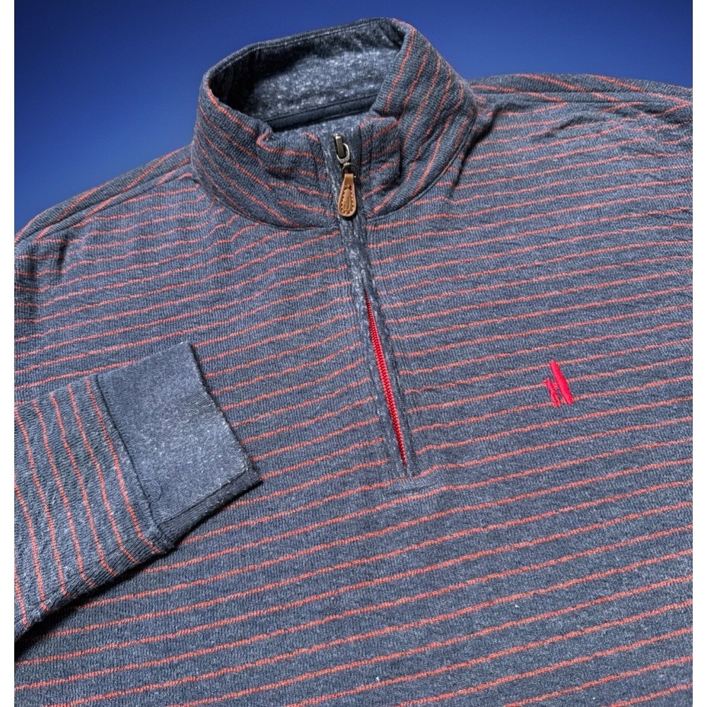 Johnnie-O Emmett Sweatshirt Mens M Blue‎ 1/4 Zip Pullover Stripes Preppy Casual
